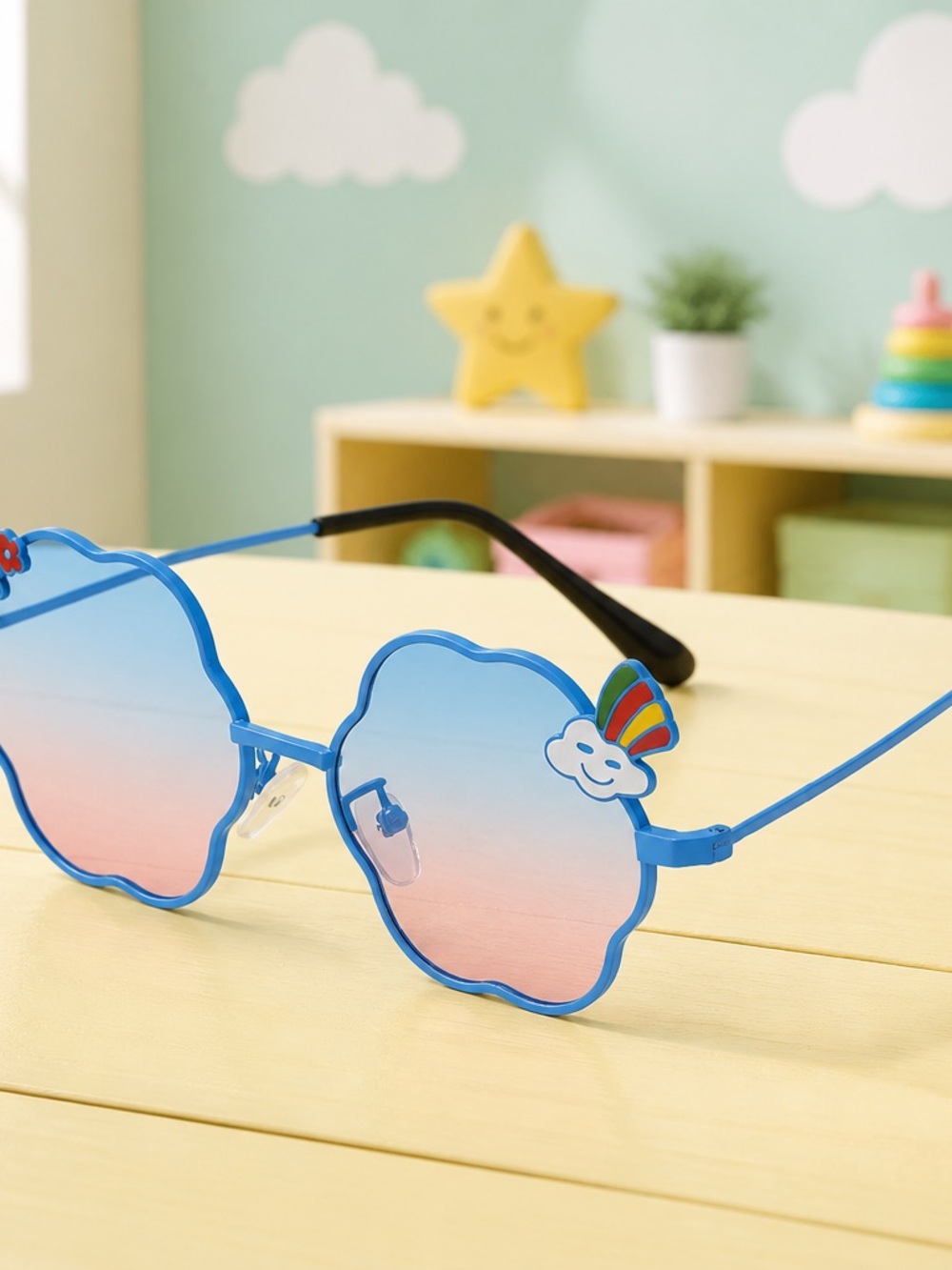 NWT Girls Kids Metal Frame Sunglasses Cloud Flower Design